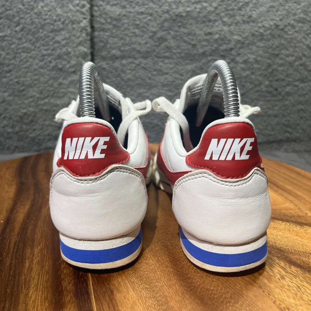 Nike Cortez Classic White Red Blue Leather Womens Casual Sneakers Shoes Size 7.5